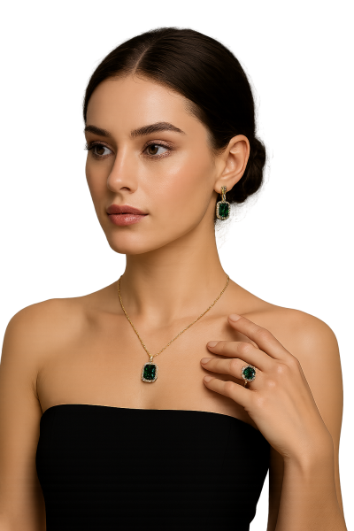 Model with gemstone jewelry